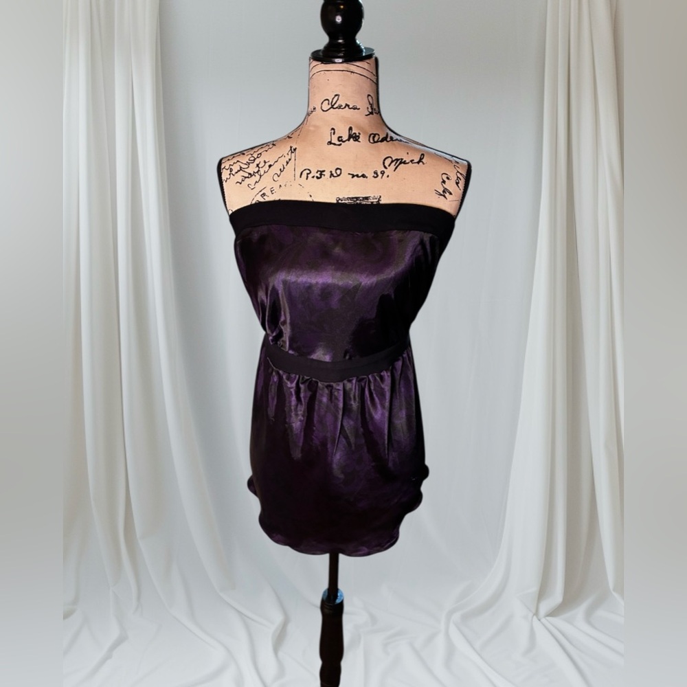 Lane Bryant Black & Purple Satin Strapless Top Plus Size 18/20 - Picture 2 of 8